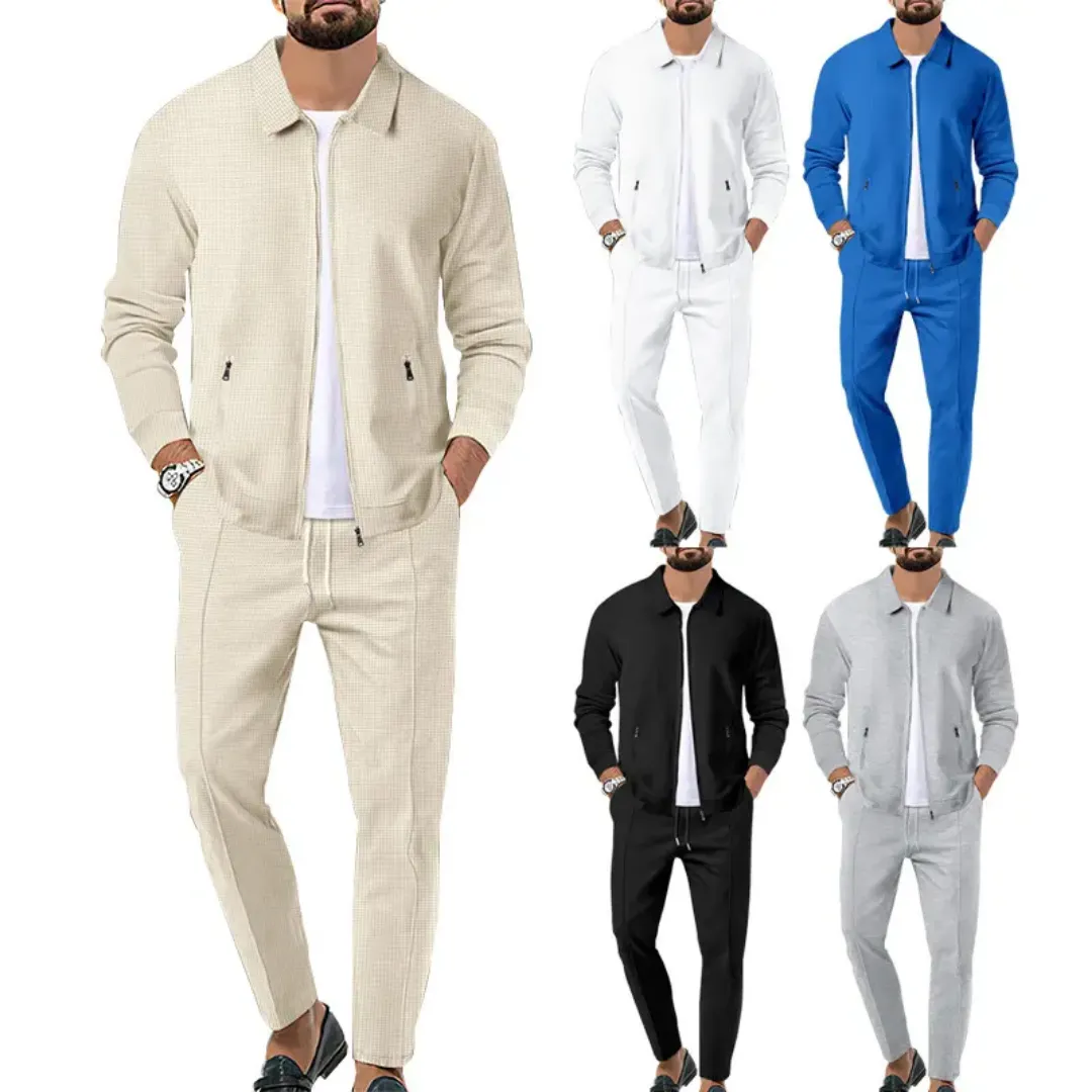Ensemble Homme Décontracté avec Veste Zippée et Pantalon – Look Chic et Moderne