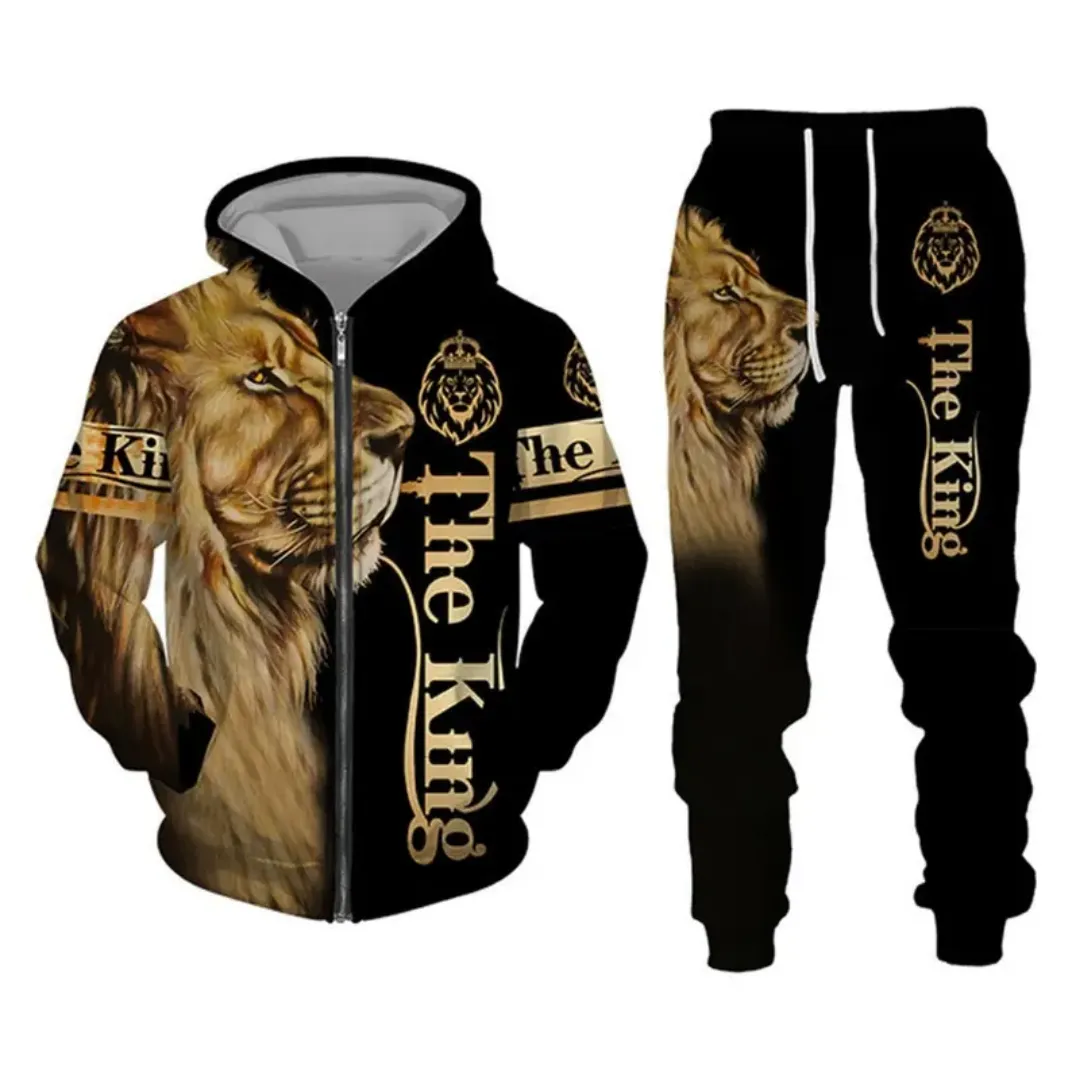 Ensemble Survêtement "The King" Lion Doré – Style Royal & Audacieux