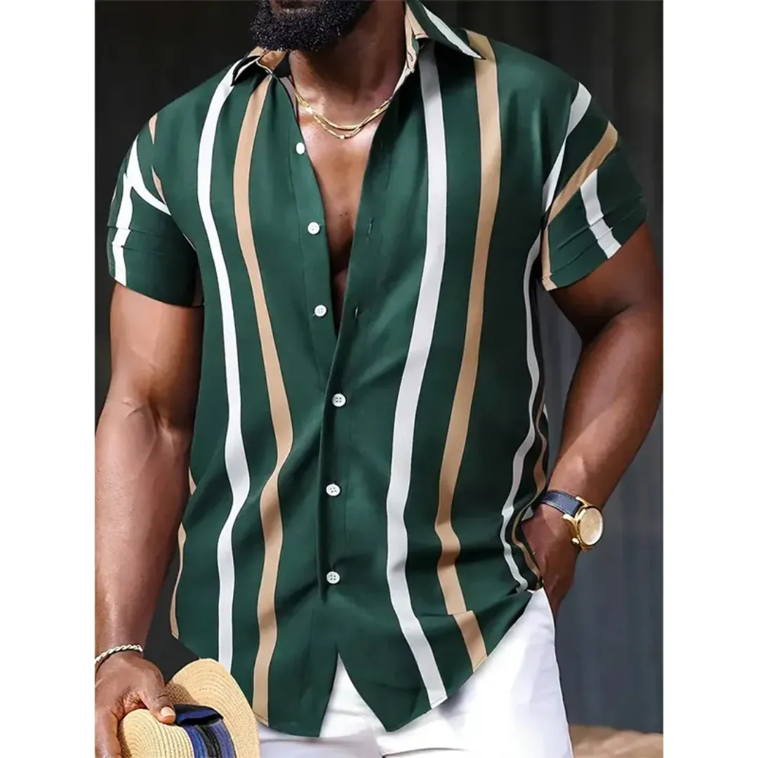 Chemise Homme Élégante à Rayures Verticales – Style Estival