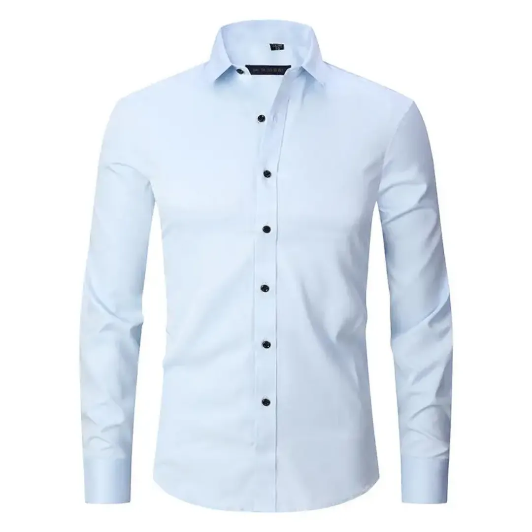 Chemise Homme Slim Fit – Bleu Ciel Élégant à Boutons Noirs