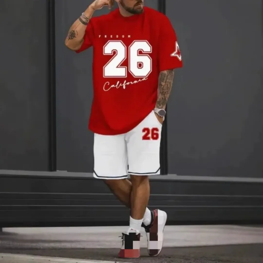 Ensemble décontracté homme rouge et blanc "California