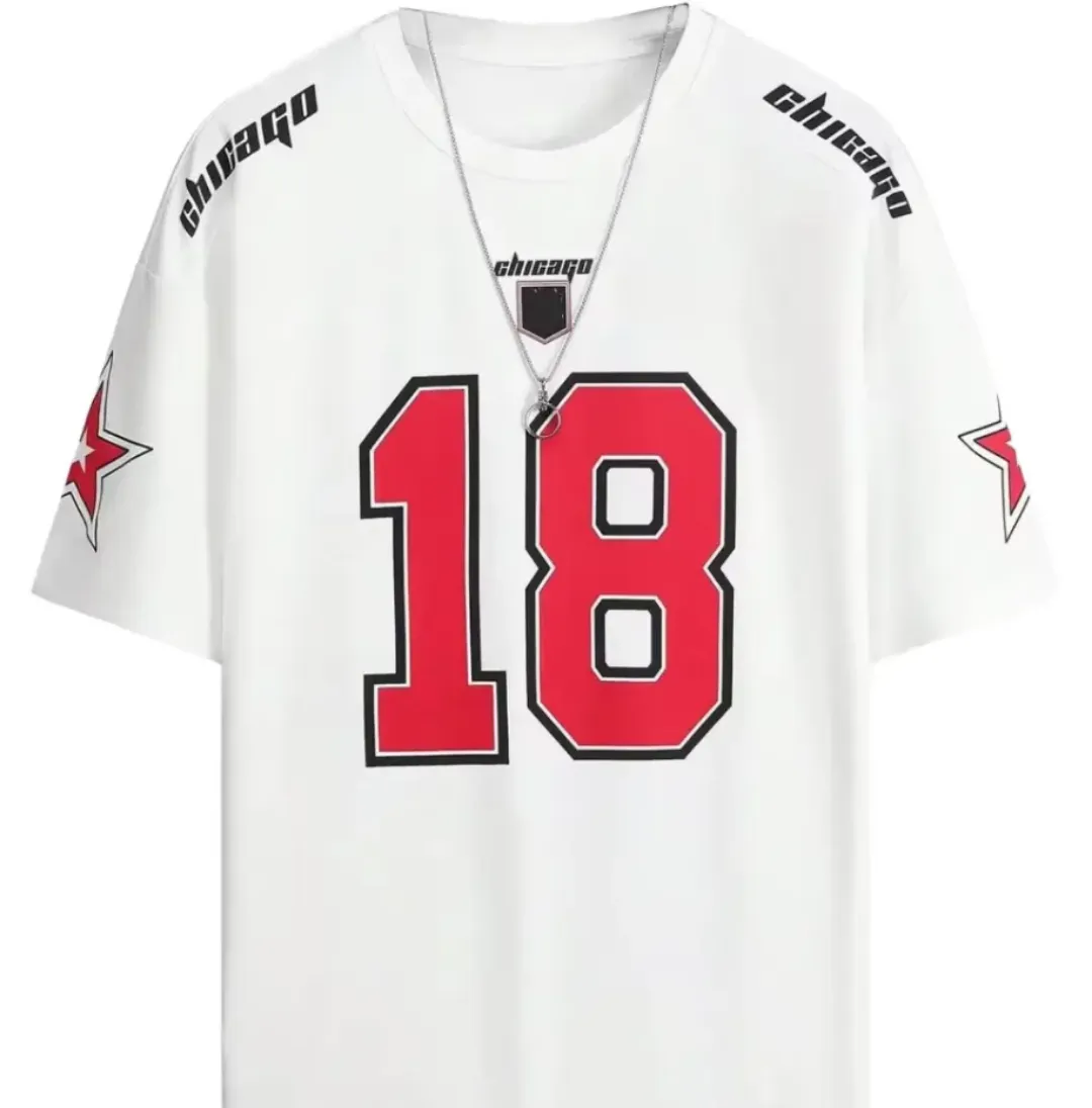 T-shirt Homme Blanc – Style Sportif "Chicago 18"
