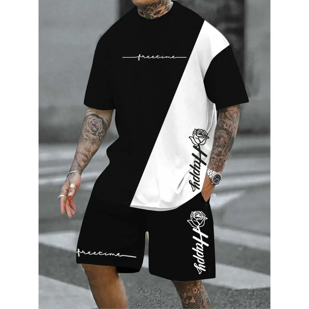 Ensemble Homme Décontracté – Noir & Blanc "Freetime Happy"