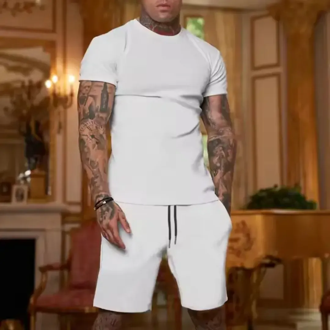 Ensemble Homme Décontracté Tout Blanc – T-shirt & Short