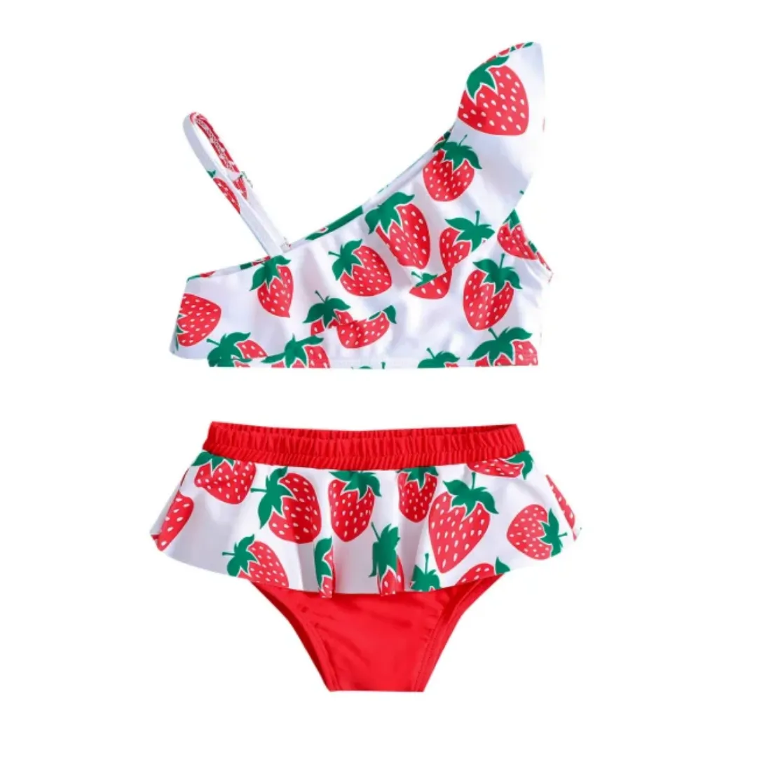 Bikini fille à volants – Motif fraises