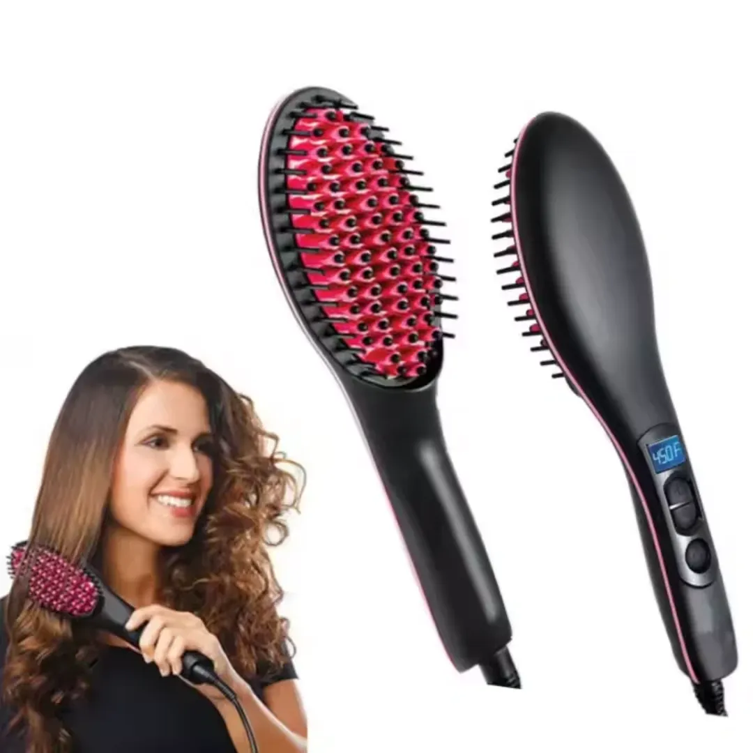 Brosse à Lisser Chauffante avec Ions Négatifs – Peigne Lissant Anti-Frisottis