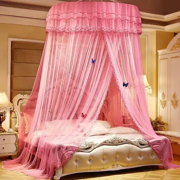 Moustiquaire Dôme Suspendu avec Dentelle – Style Princesse – Universelle pour Lit