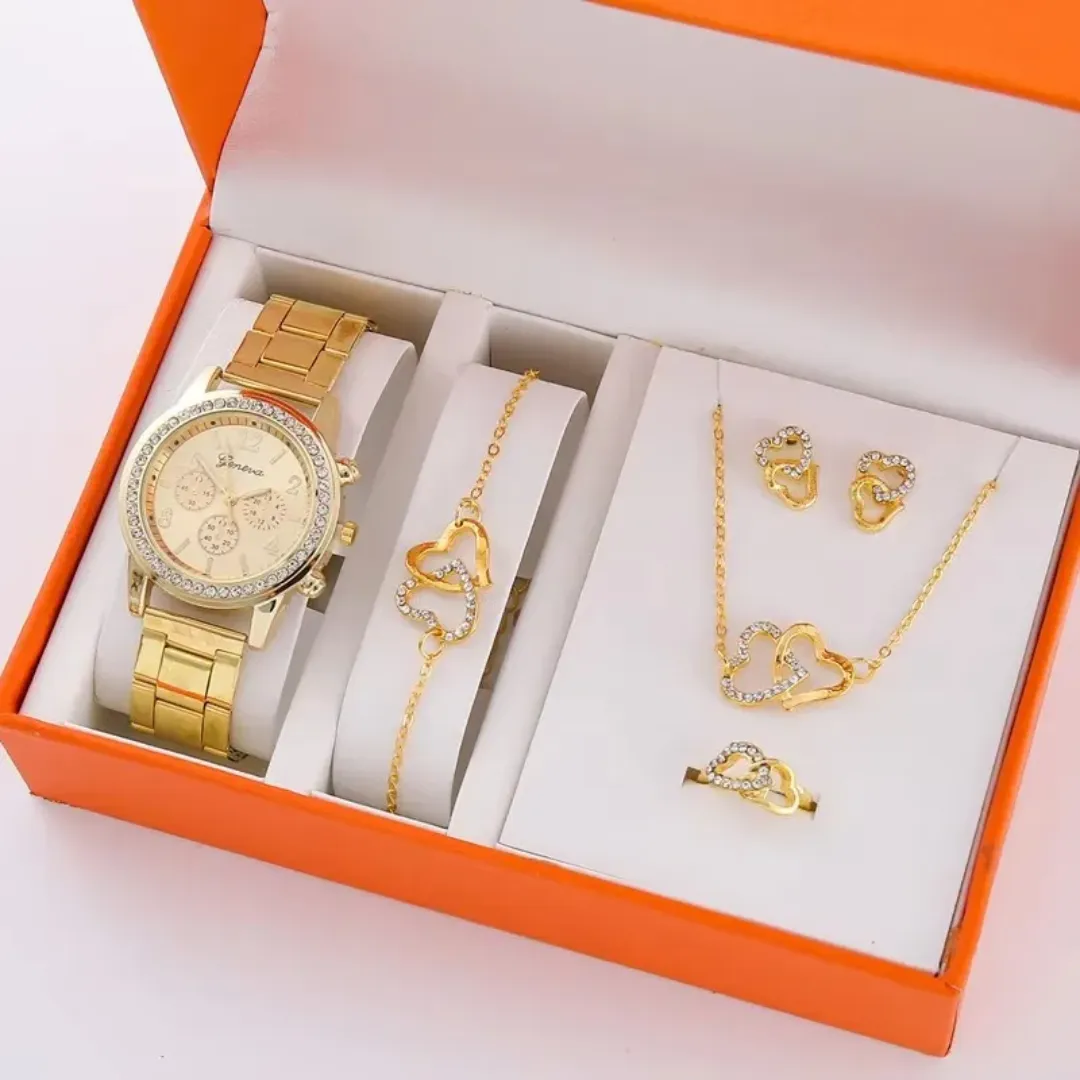 Ensemble de montre à quartz pour femmes avec bijoux - 6 pièces