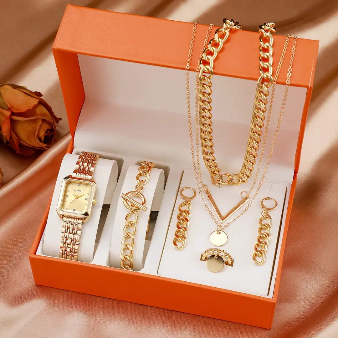 Montre-bracelet à la mode avec collier multicouche et chaîne