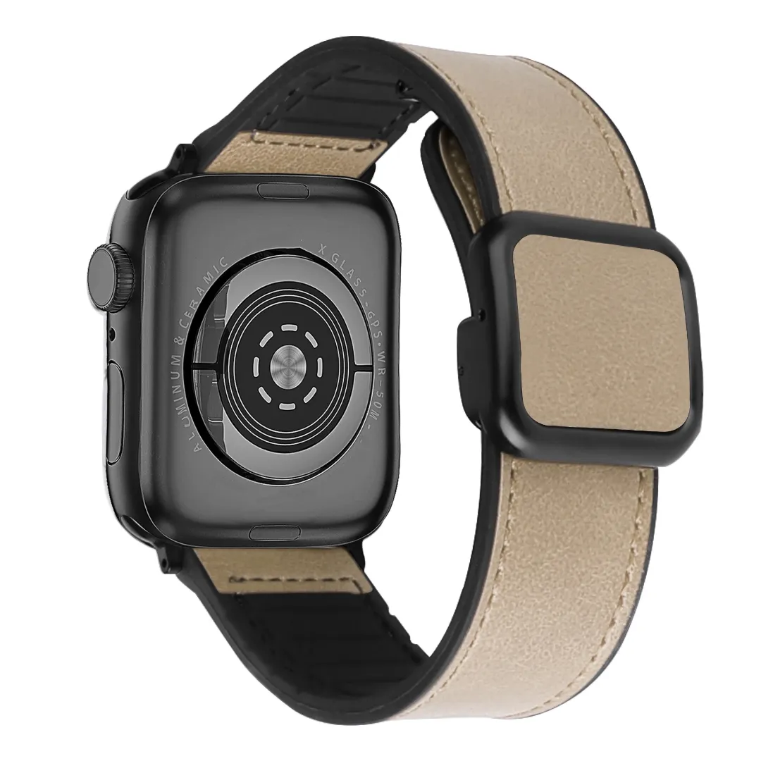 Bracelet en cuir et silicone pour Apple Watch 9 Ultra