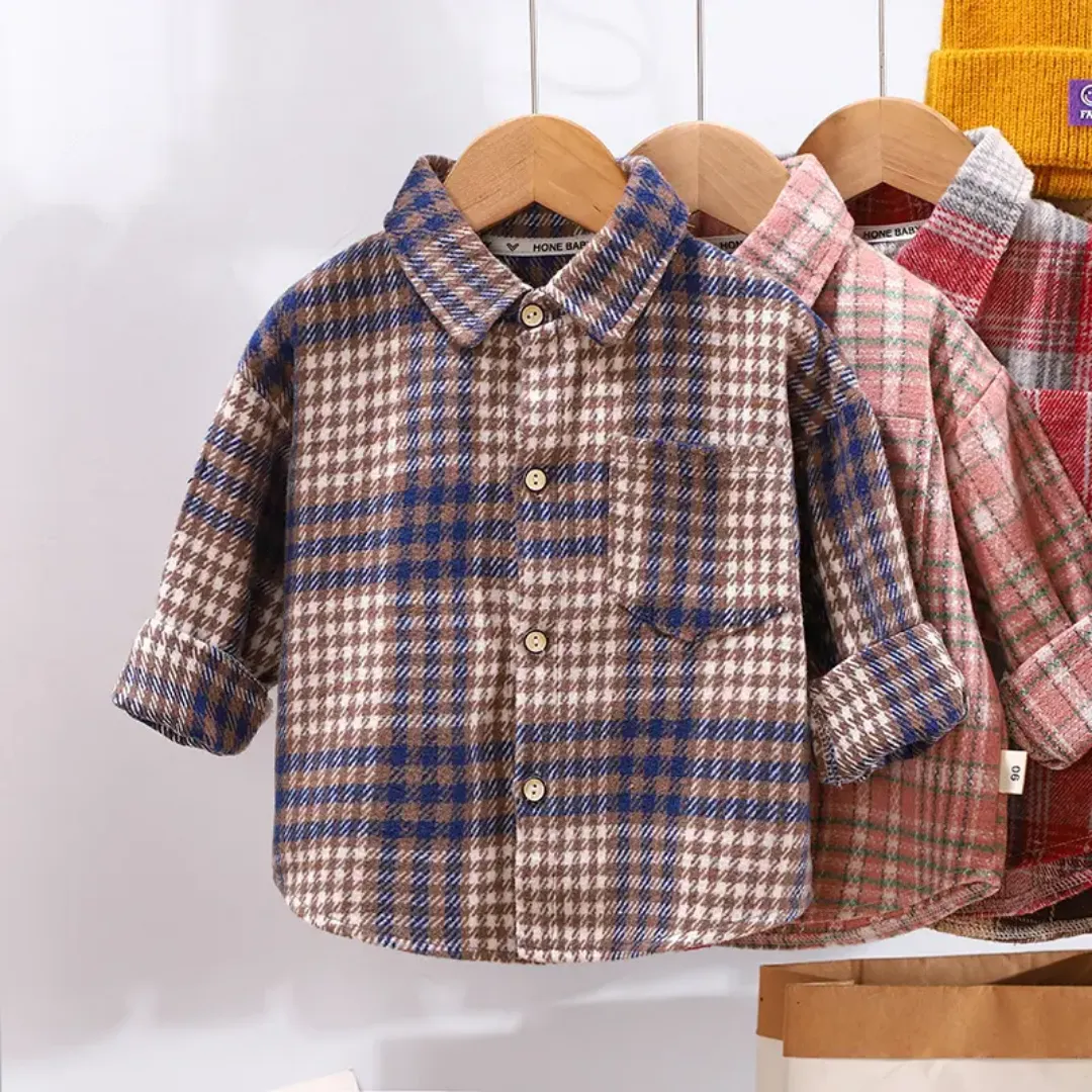 Automne enfants décontracté à manches longues manteau extérieur chemise à carreaux pour garçons et filles tout-petits sweats à capuche et sweat-shirt
