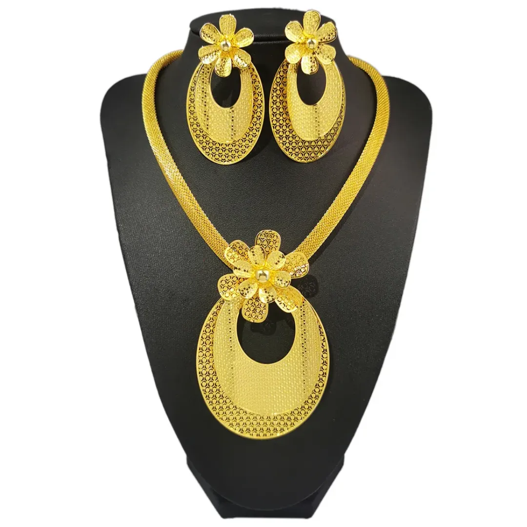 KISSWIFE-Pendentif fleur de conque plaqué or, boucles d'oreilles, accessoires de mariage, ensemble banquet pour femmes, nouvelle collection 2024