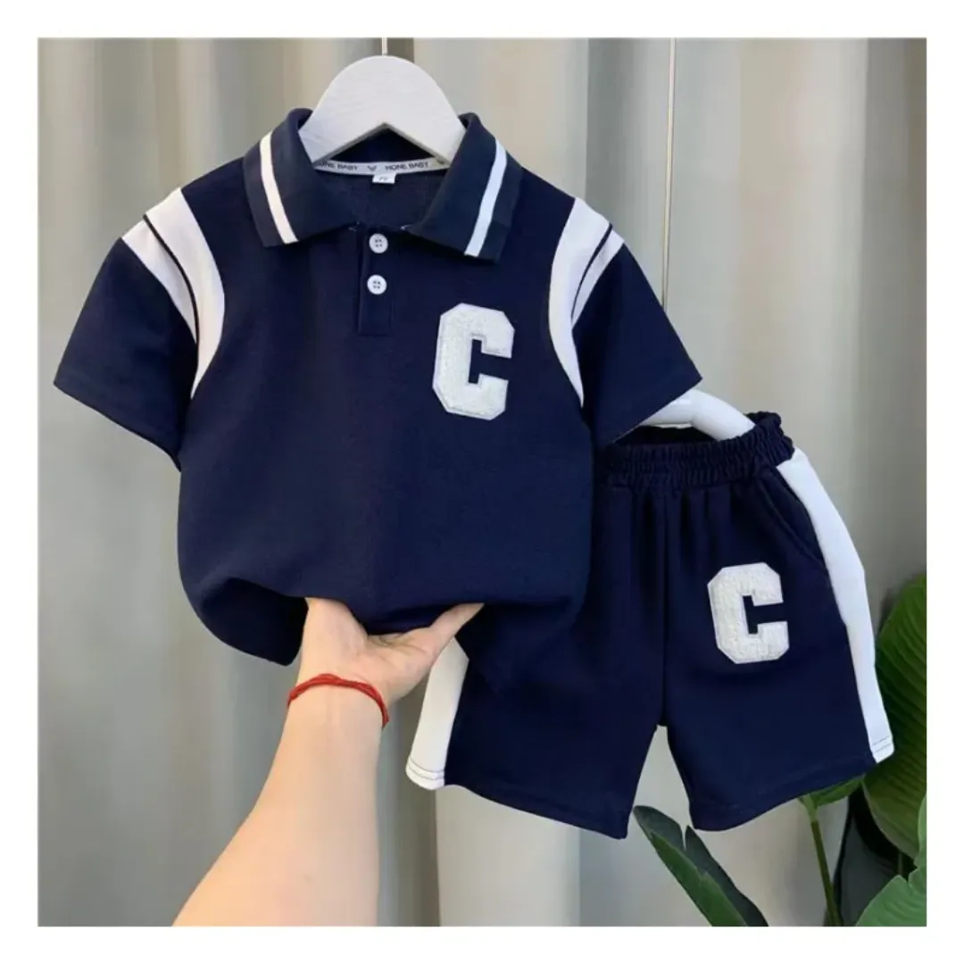 Ms-33 Bébé Garçons Vêtements Ensembles Tenues d'Été 2 Pièces Lettre C T-shirt + Short 3-4 5-6 Ans