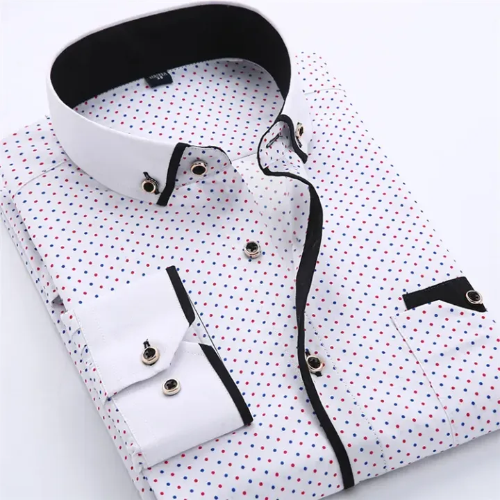Nouveaux hommes Slim Business Dress Chemise pour hommes Imprimé Mince Chemise décontractée Jeunesse Slim Chemise à manches longues