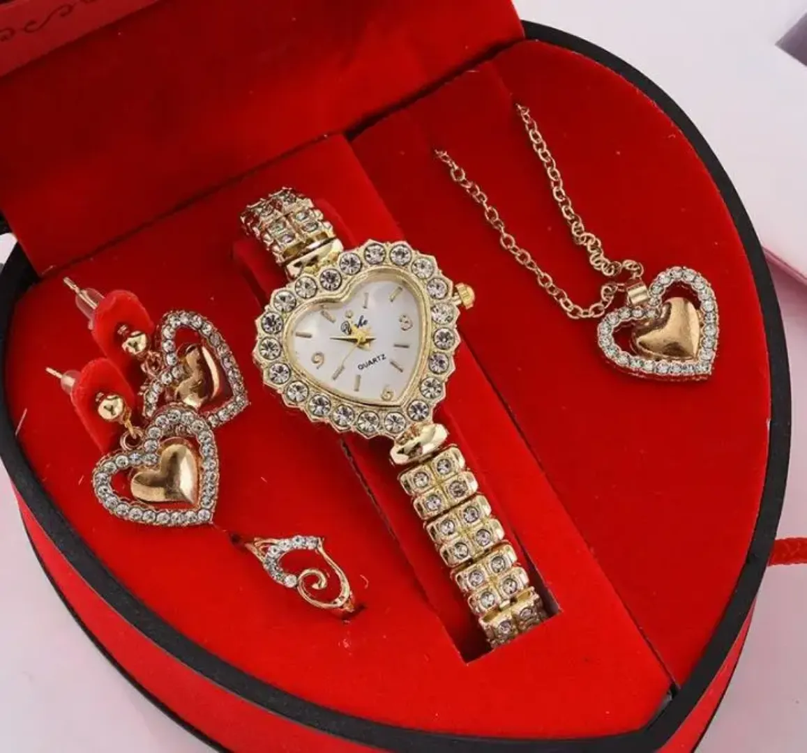 FM-01 Ensemble Montre et Bijoux Coeur pour Femme - Cadeau Saint Valentin