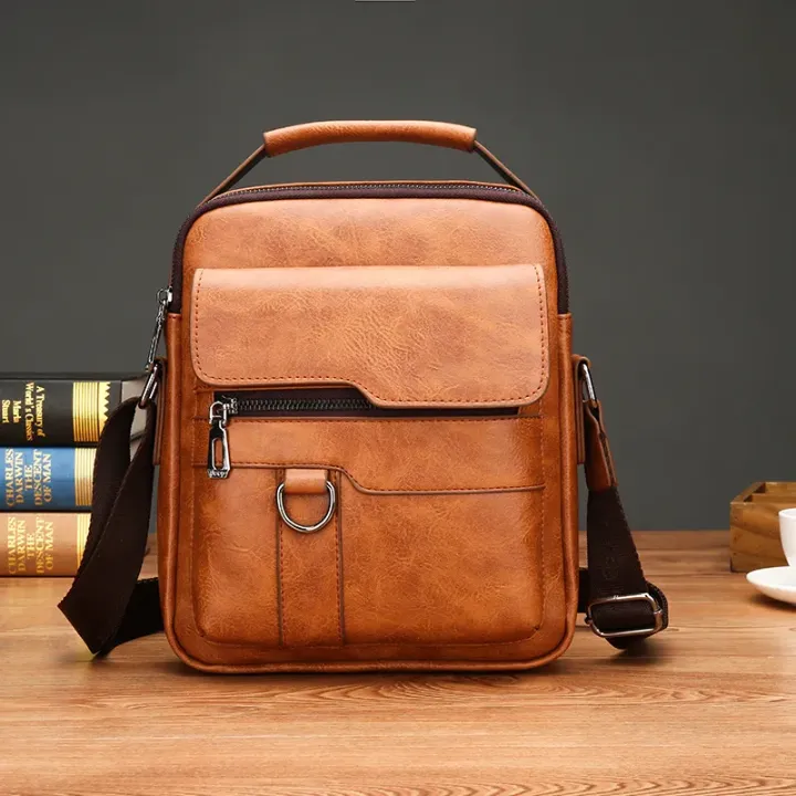 Nouveau sac à bandoulière en PU durable de grande capacité tendance pour hommes