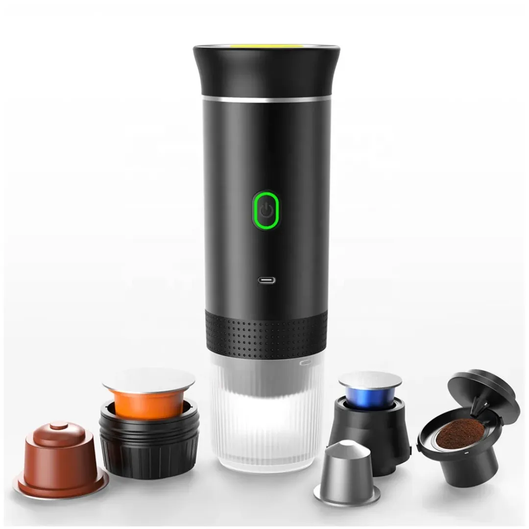 Machine à espresso portable 3-en-1 auto-chauffante rechargeable pour le camping