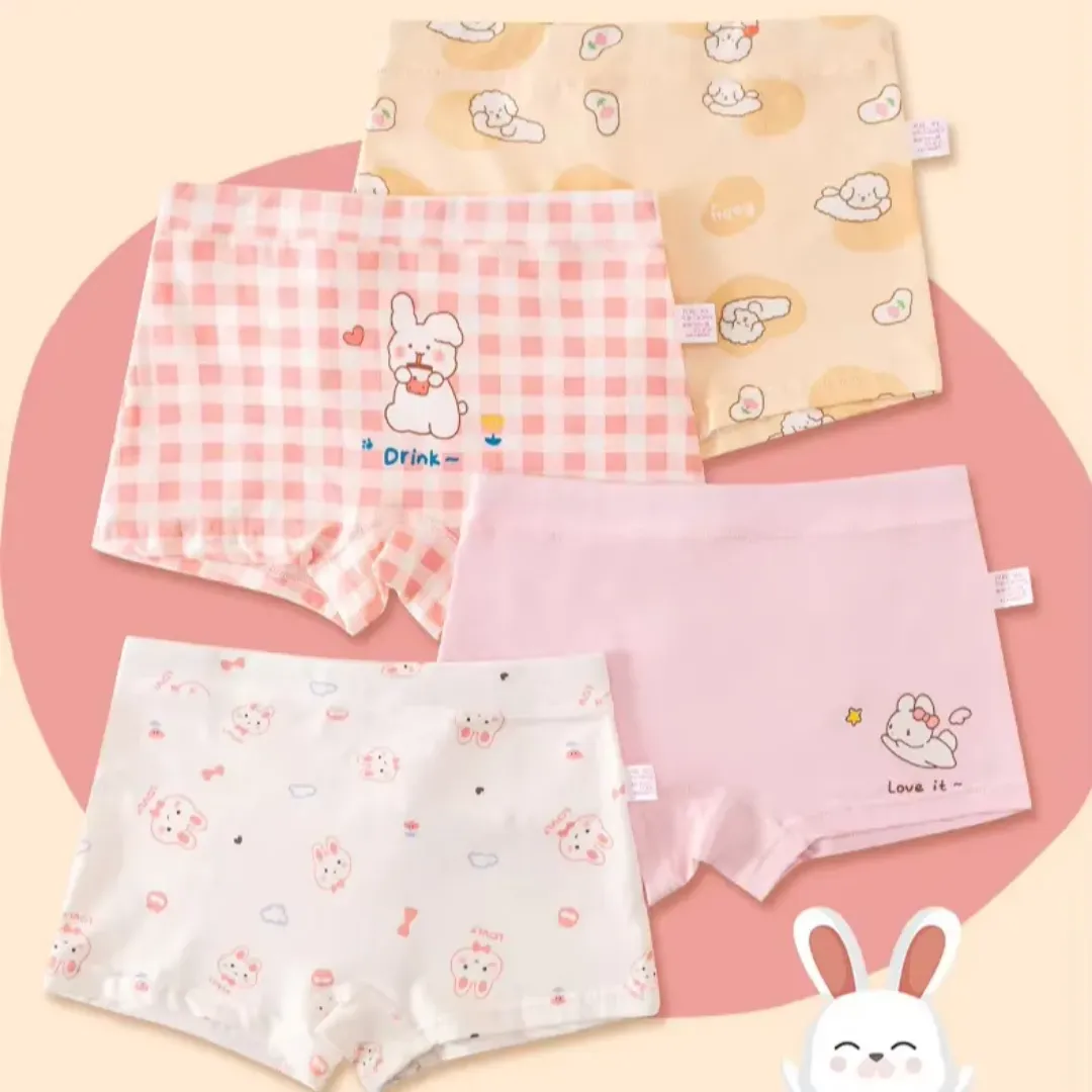 4 Pièces Ensemble de Sous-vêtements en Coton pour Enfants
