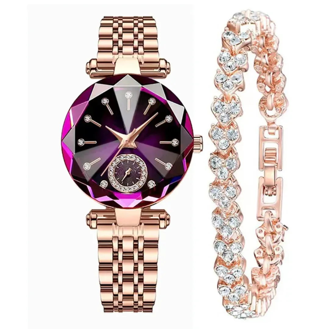 DY-10 Nouvelle Montre Pour Femme Ensemble De Bijoux Simple Mode Métal Bande Diamant Quartz