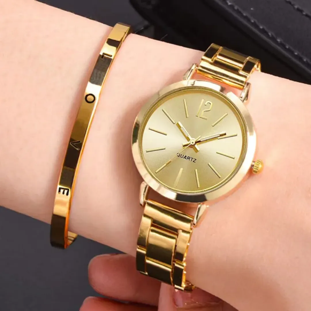 Montre Bracelet Mode Alliage Or pour Femmes