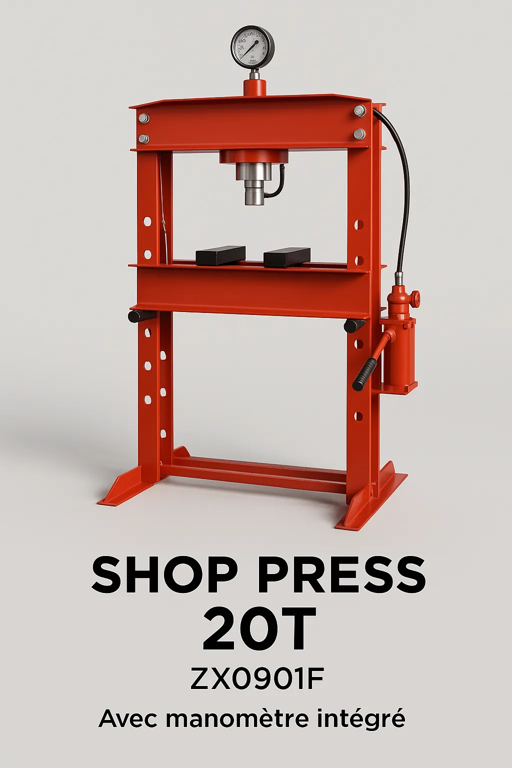 Presse hydraulique 20T (ZX0901F) – Avec manomètre intégré