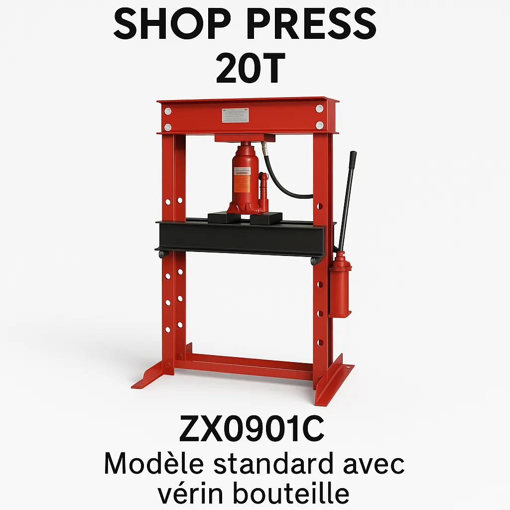 Presse hydraulique 20T (ZX0901C) – Modèle standard avec vérin bouteille