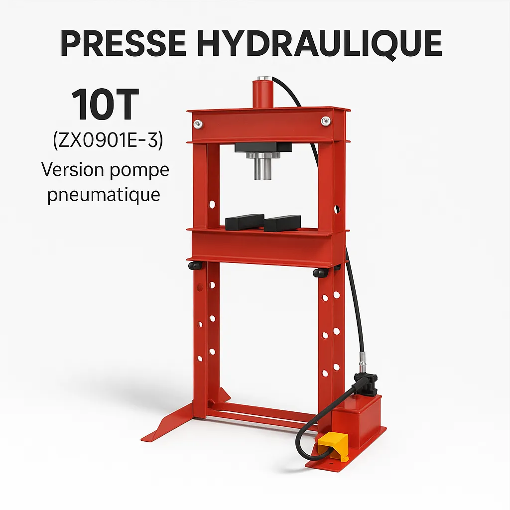 Presse hydraulique 10T (ZX0901E-3) – Version pompe pneumatique