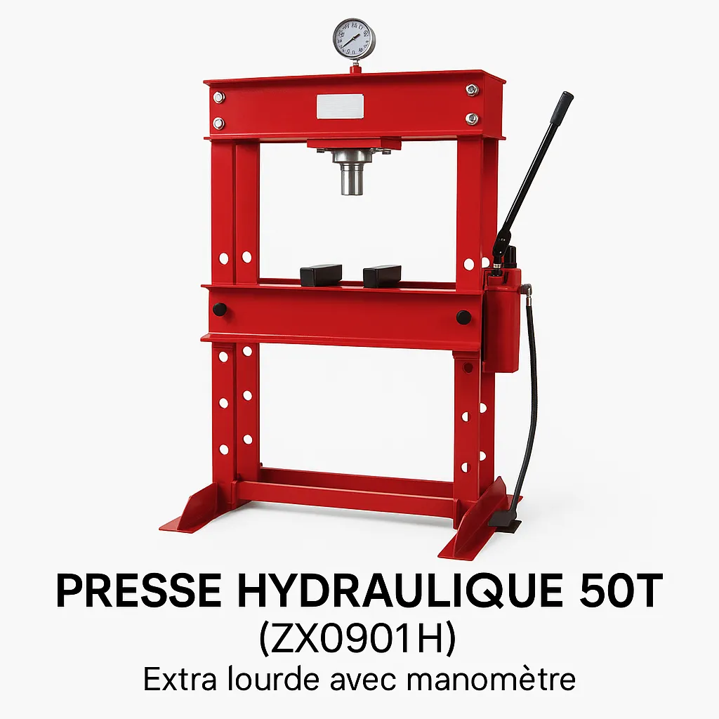 Presse hydraulique 50T (ZX0901H) – Extra lourde avec manomètre