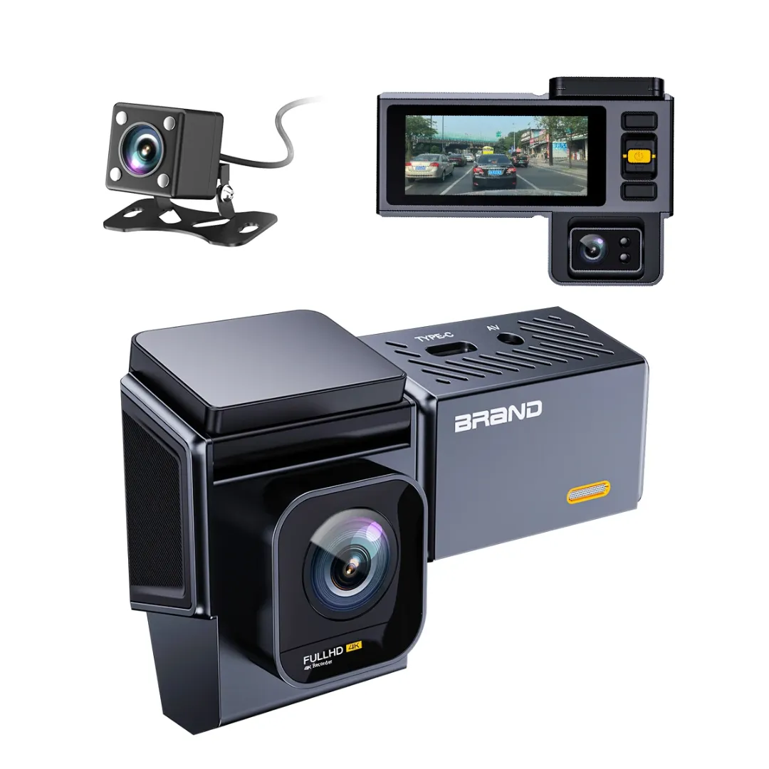 Enregistreur vidéo numérique de voiture à écran IPS Dash Cam 4K 3 canaux