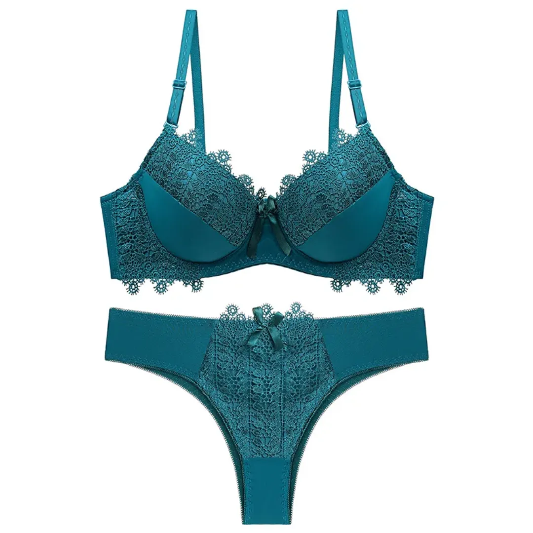 Ensemble de soutien-gorge sexy en dentelle couleur unie