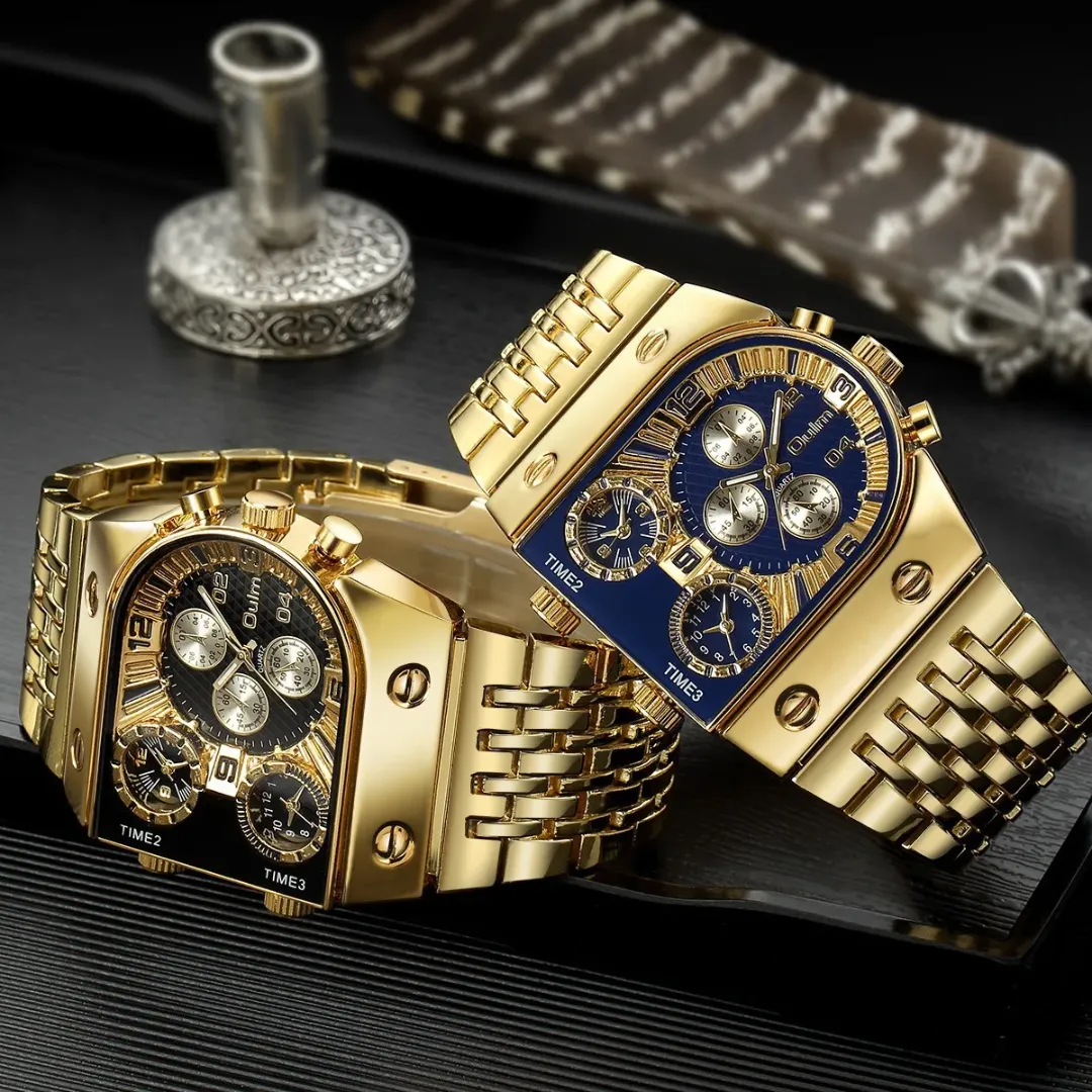 Montre pour hommes Oulm 9315 multi-fuseaux horaires grand cadran lumineux