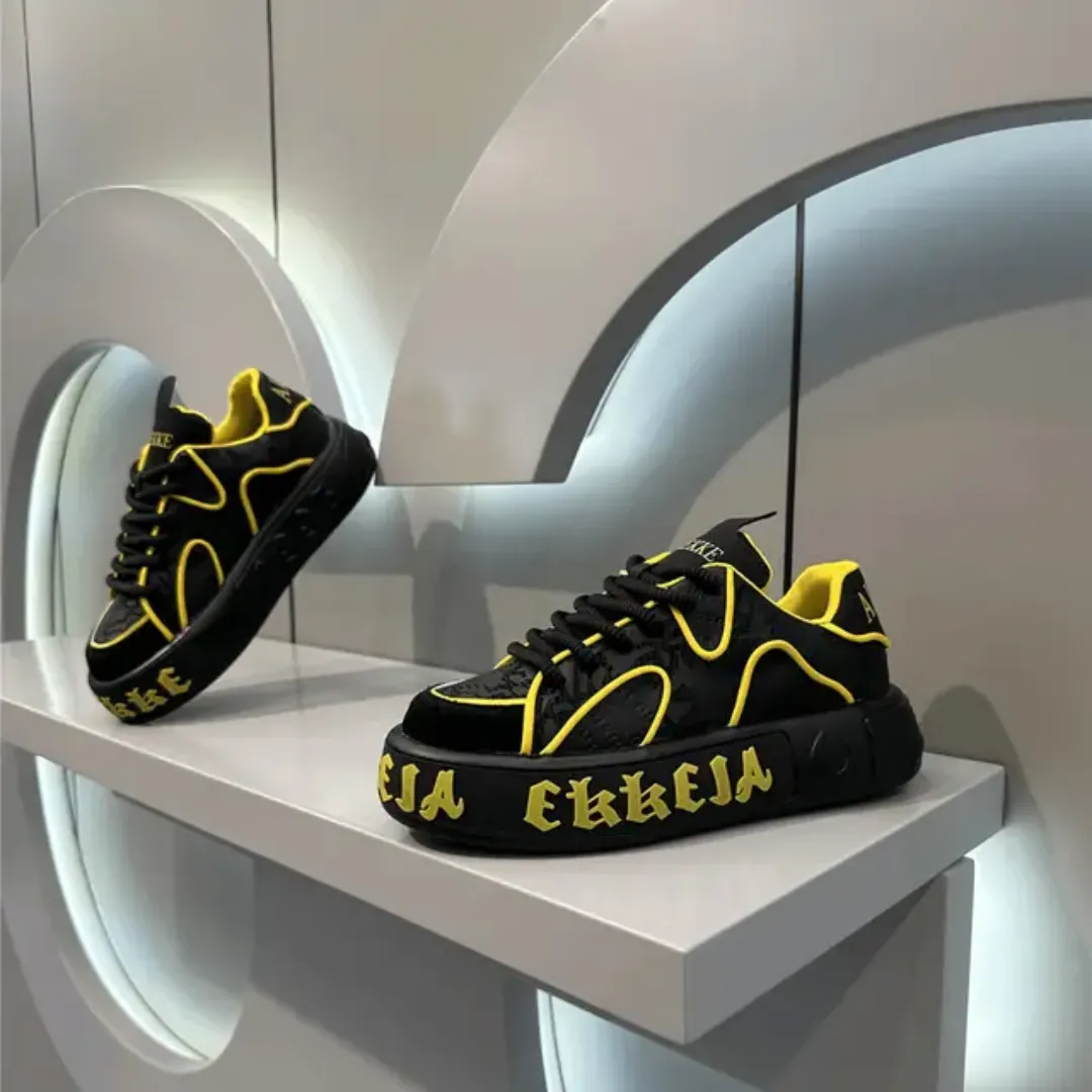 Chaussures pour hommes semelle épaisse augmentant la hauteur respirante