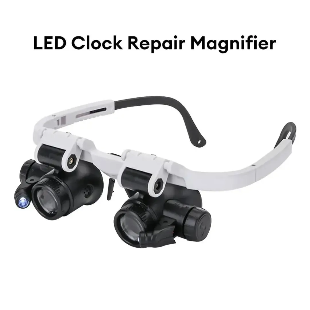 Loupe LED illuminée 8x 15x 23x avec bandeau pour bijoutier et horloger