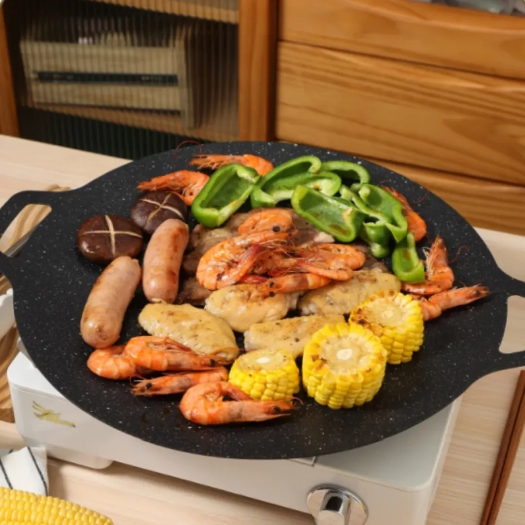 Gril de barbecue multifonctionnel coréen pour l'extérieur, ustensiles de cuisine antiadhésifs, poêle en fonte, rôtissoires portables