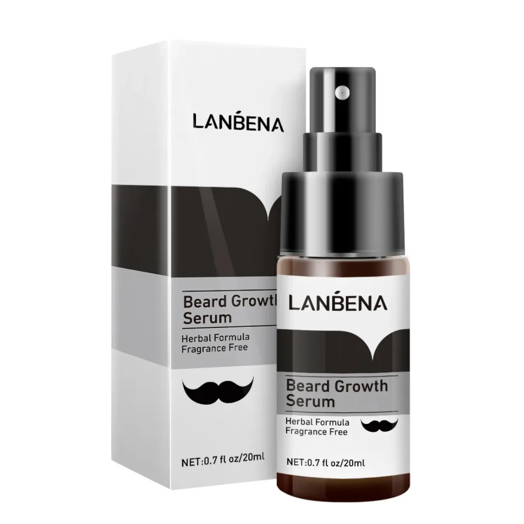 LANBENA Sérum de croissance de barbe Prévenant la calvitie Consolidation Réaliser Anti-perte de cheveux Nourrir les racines Soins des cheveux plus épais 20ml