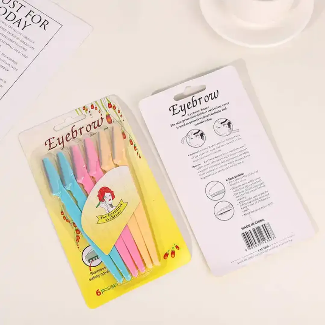 6 Pack Sourcils Rasoir Tondeuse Polyvalent Exfoliant Visage Rasoir Corps Épilateur Lame pour Femmes