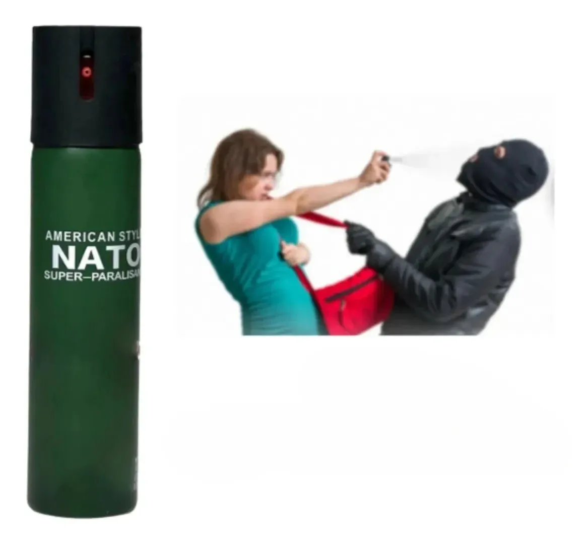 40ml KP Tactical Women's NATO Spray Porte-clés en acier inoxydable Marquage UV Colorant Produit promotionnel d'autodéfense