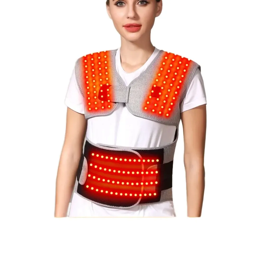 Gilet de massage chauffant à la lumière rouge pour le soulagement des maux de dos alimenté par USB avec fonction musicale