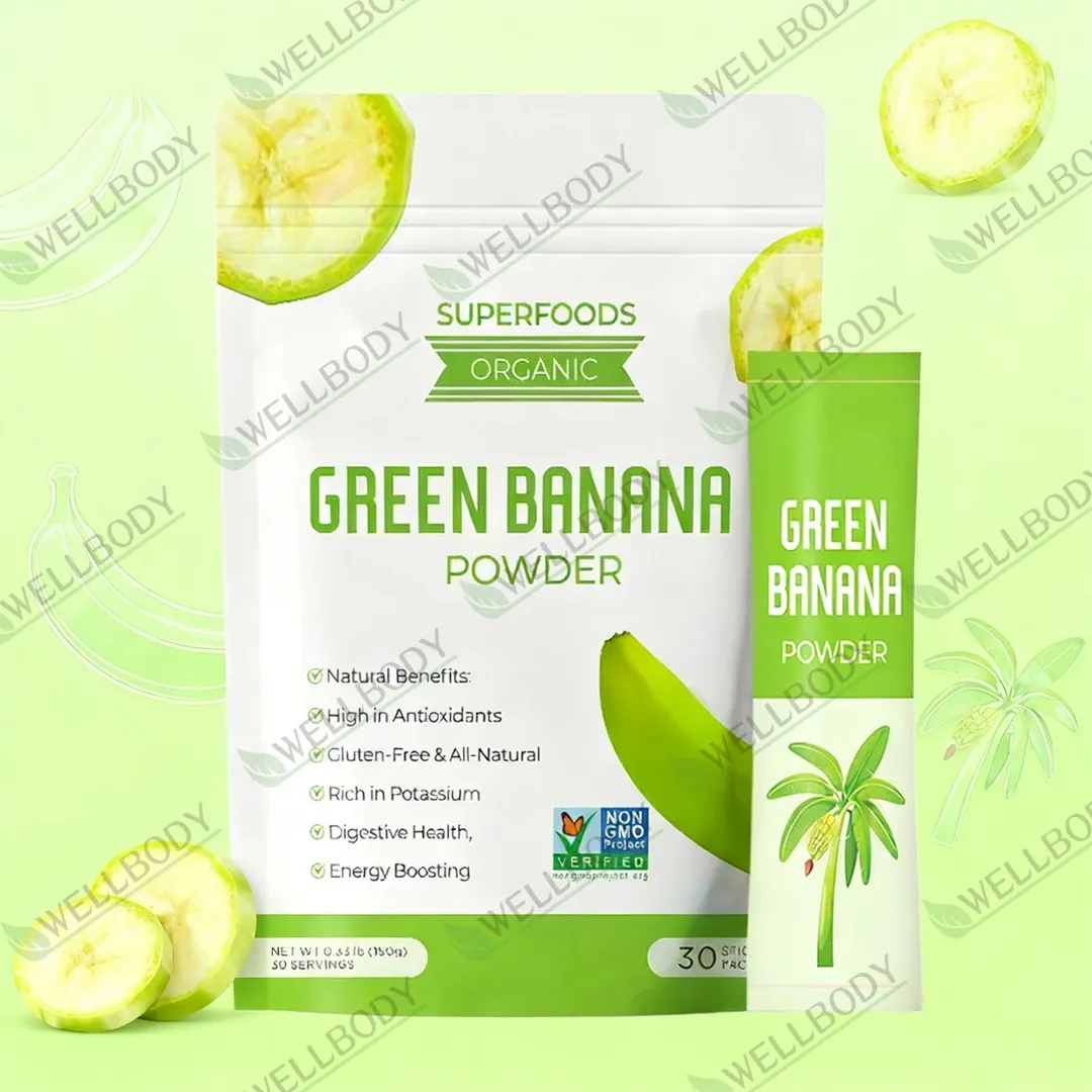 WELLBODY Farine de Banane Verte 100% Pure - Soutien Immunitaire