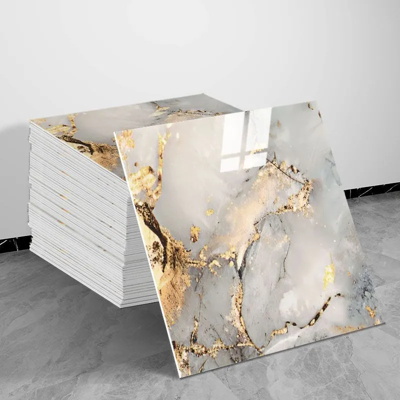 30x30cm Divers Styles De Papier Peint en PVC Auto-adhésif À Motif De Marbre Plaqué Or En Granit