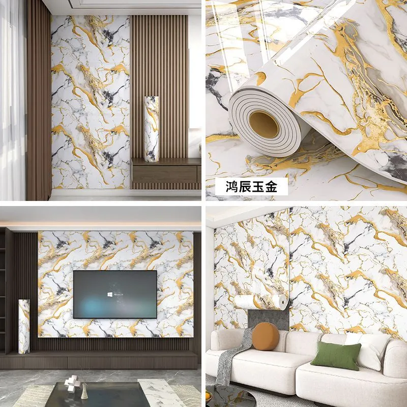 Papier peint auto-adhésif imitation marbre – Rouleau 3 m × 60 cm, effet carrelage luxe, étanche et décoratif