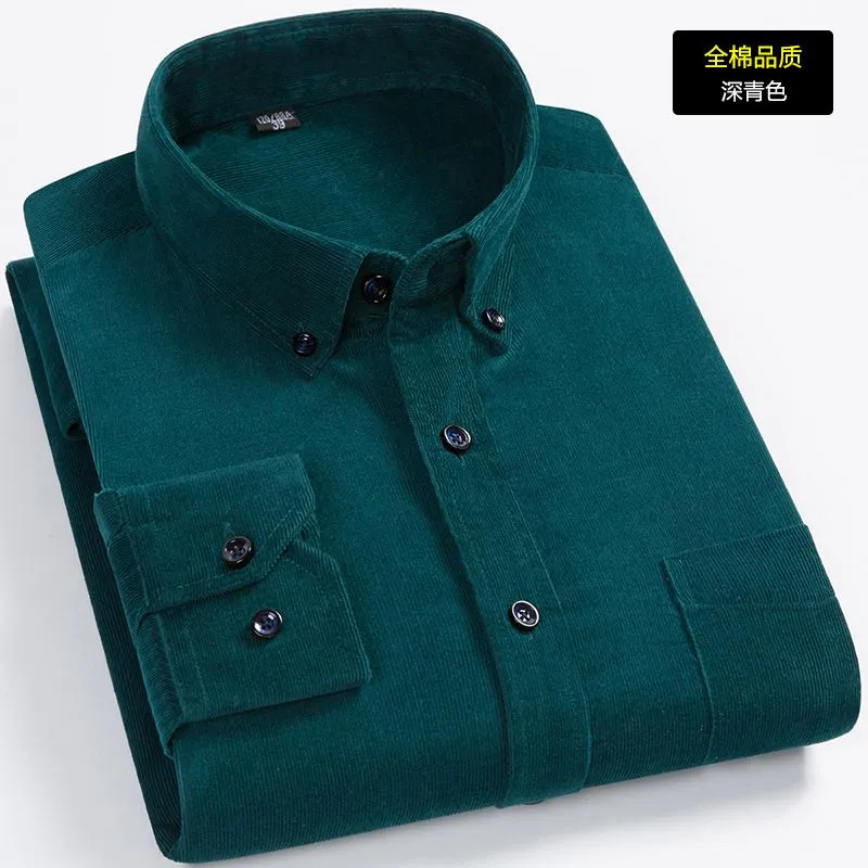 Chemise homme en velours côtelé 100 % coton – Manches longues, coupe confortable, style casual élégant