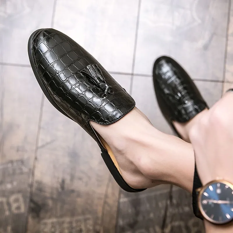 Mocassins mules homme en cuir – Style coréen – Chaussures d’été respirantes et antidérapantes