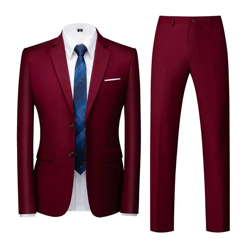 Costume homme 2 pièces élégant– Coupe slim élégante pour mariage, bureau et événements
