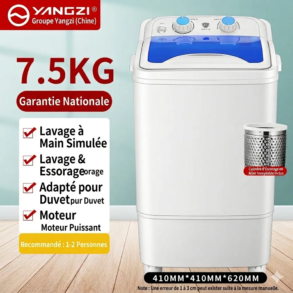 Machine à laver semi-automatique YANGZI 7.5KG
