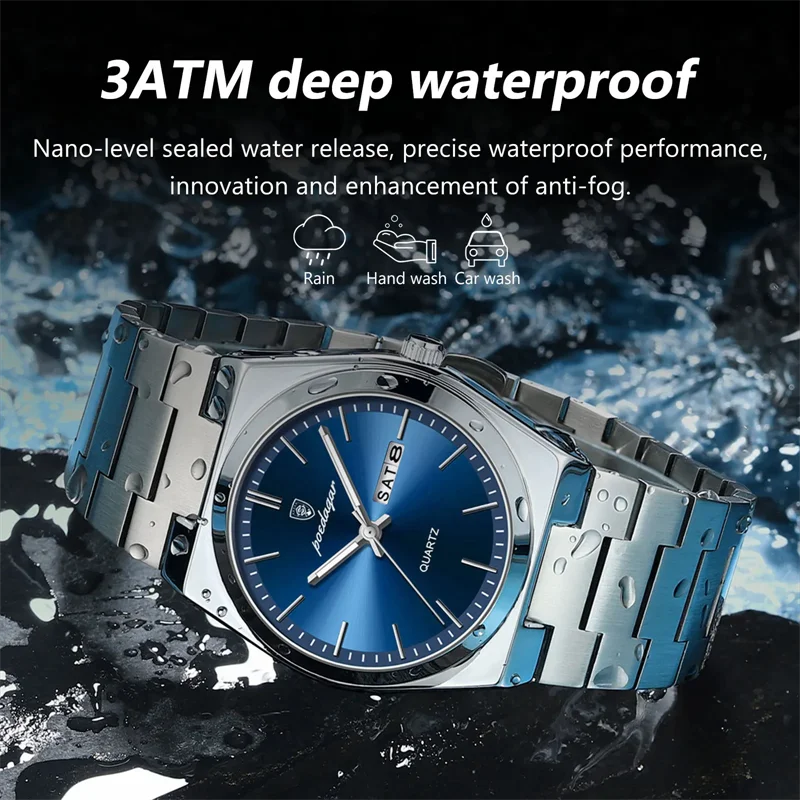 Montre Homme POEDAGAR 930 Ultra-Plate | Quartz Japonais | Acier Inoxydable | Lumineuse & Résistante à l'Eau