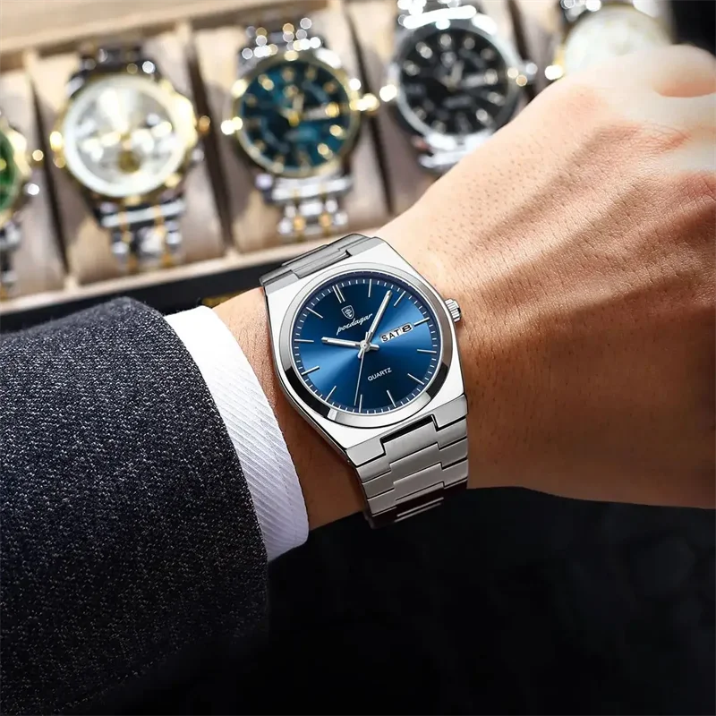 Montre Homme POEDAGAR 930 Ultra-Plate | Quartz Japonais | Acier Inoxydable | Lumineuse & Résistante à l'Eau