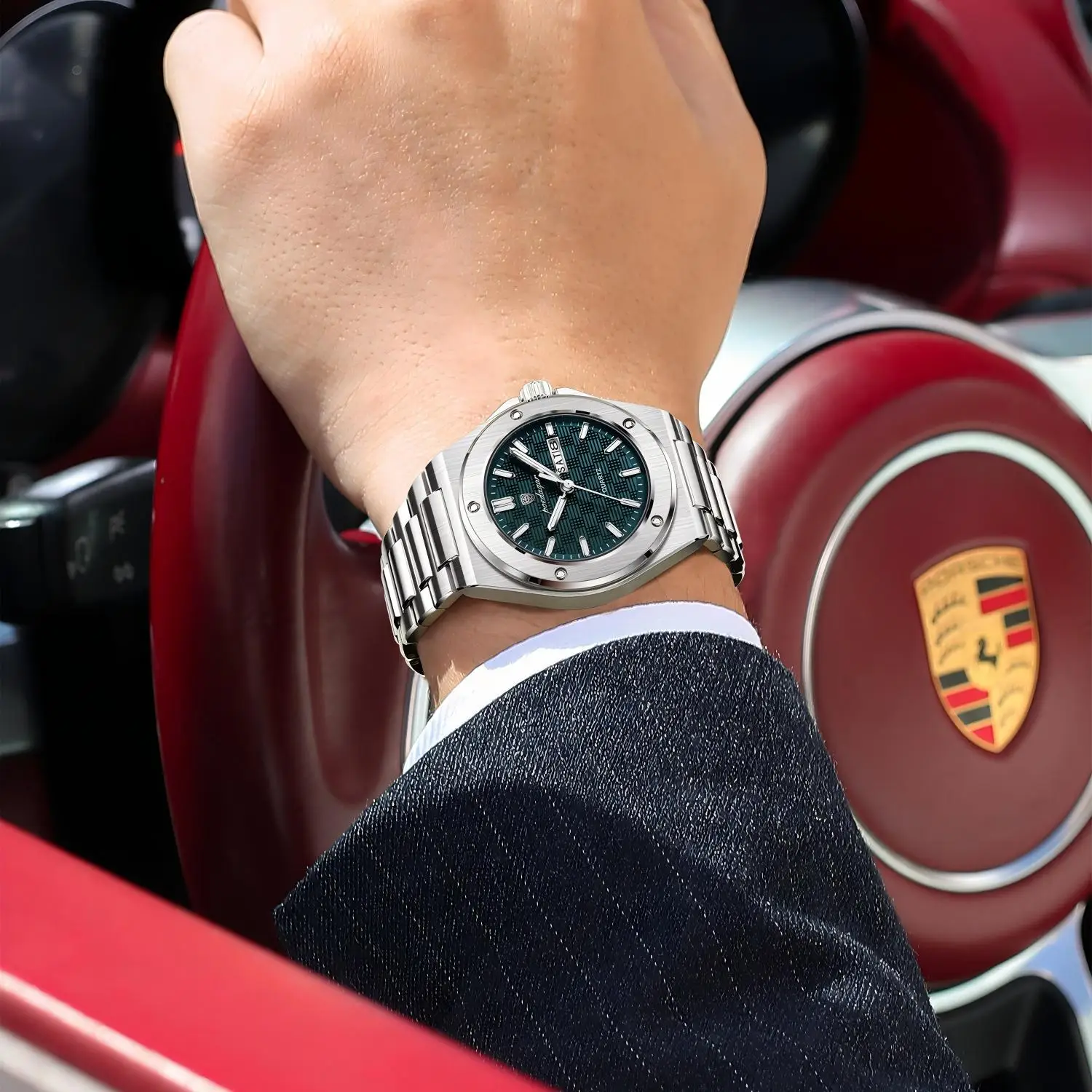 Poedagar 696 – Montre Homme Luxe Acier Inoxydable | Lumineuse, Étanche, Date | Vente en Gros