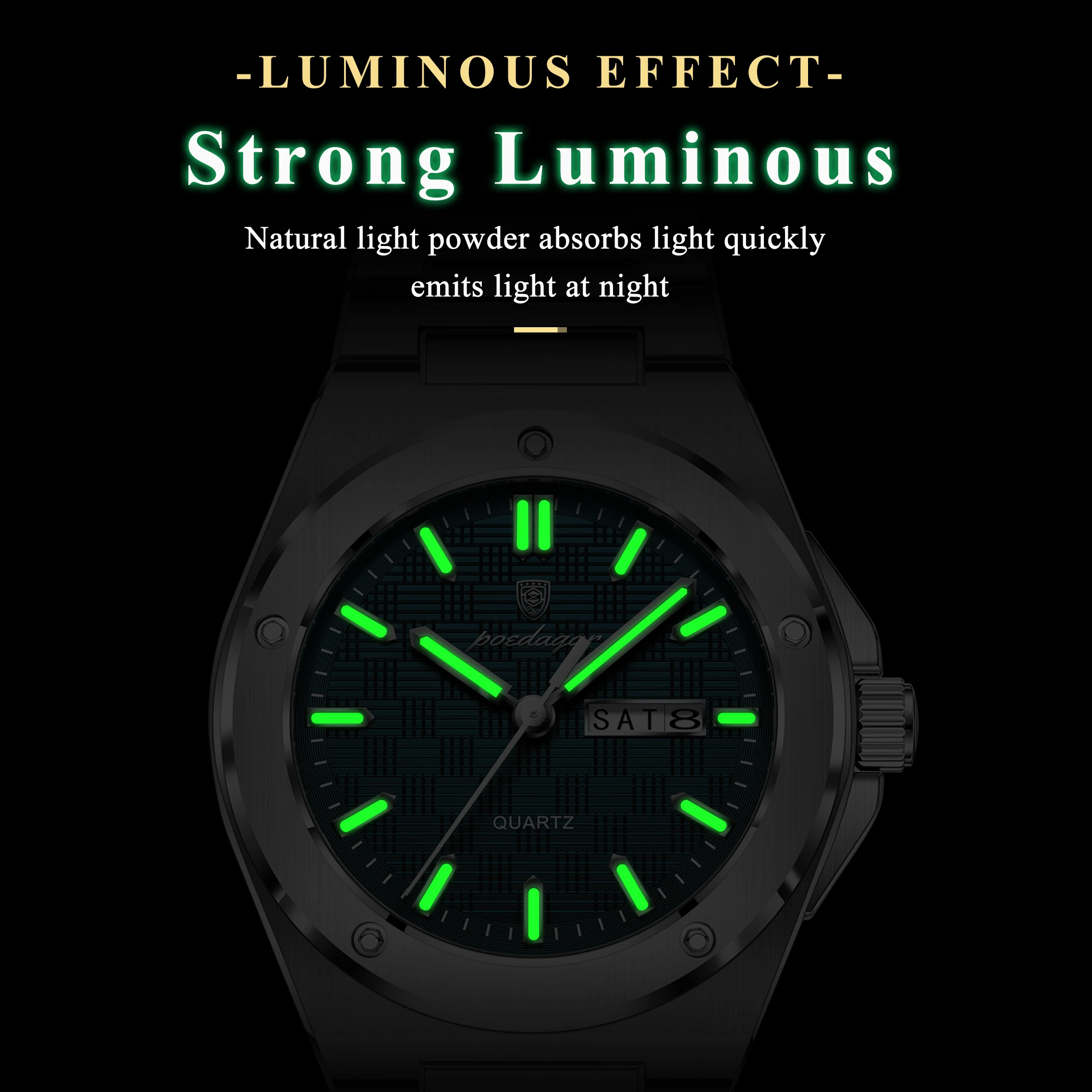 Poedagar 696 – Montre Homme Luxe Acier Inoxydable | Lumineuse, Étanche, Date | Vente en Gros
