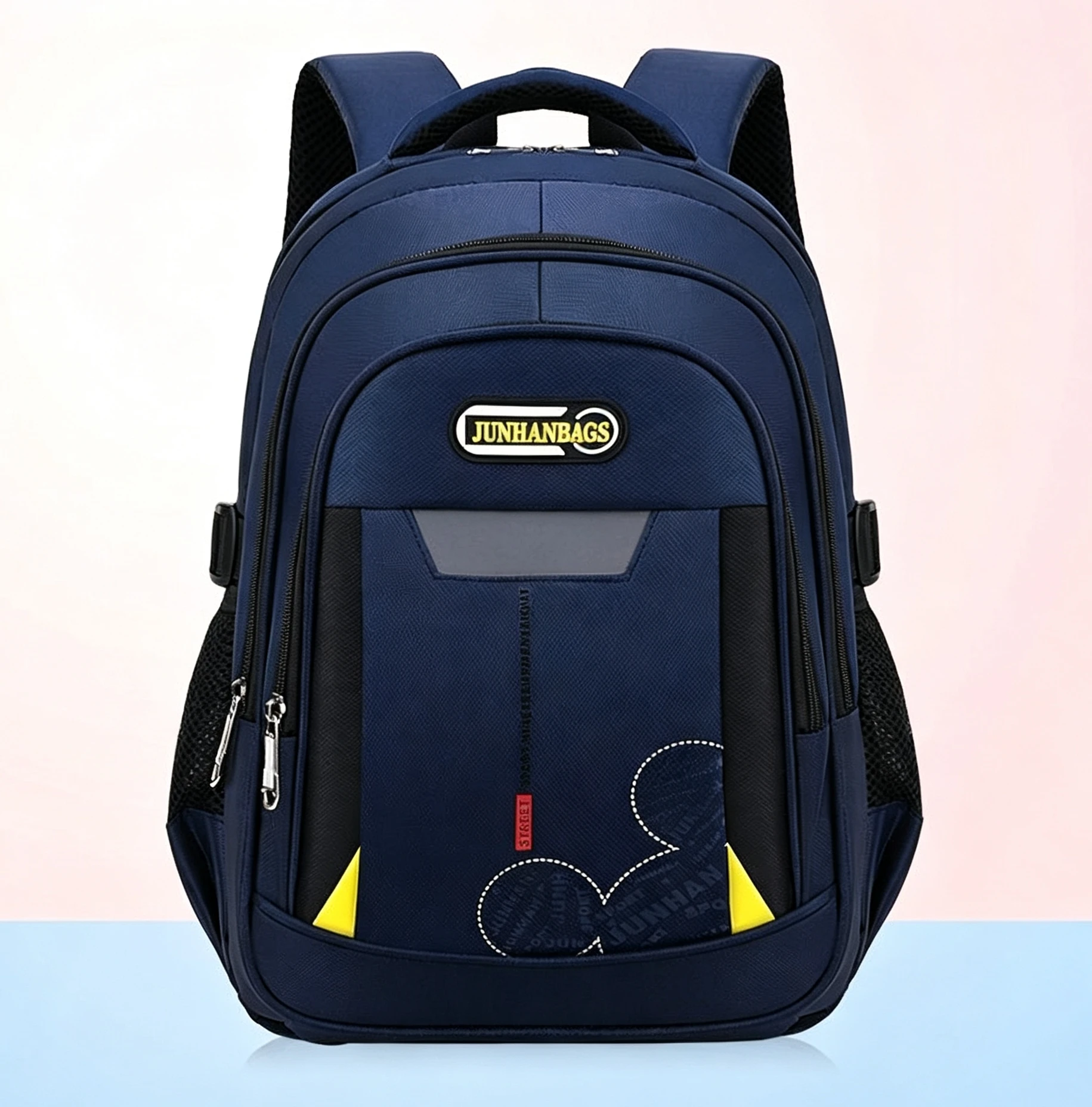 Sac à dos scolaire imperméable SSJ – Nylon résistant, bande réfléchissante, unisexe 20-36L